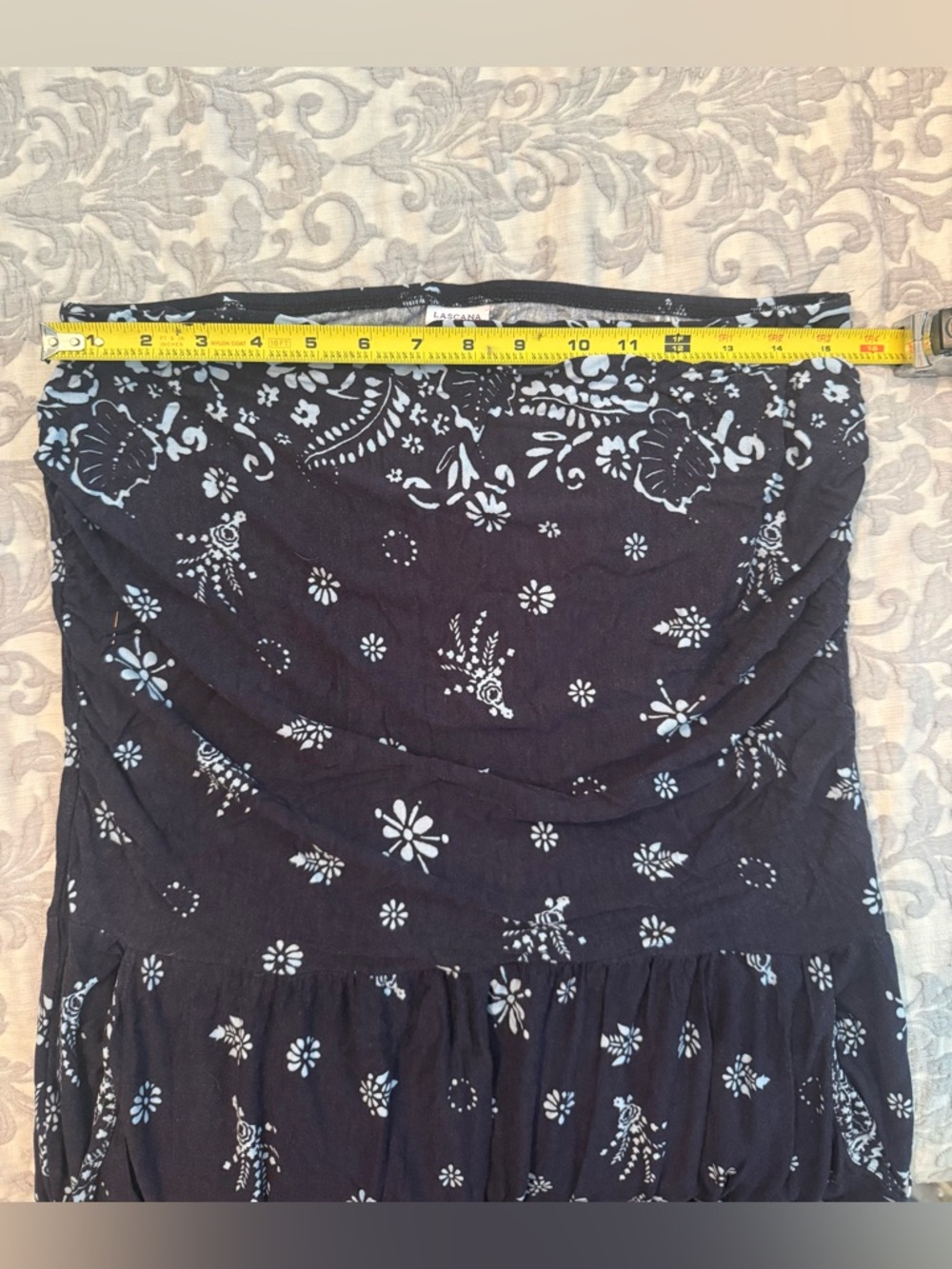 Navy Strapless Printed Maxi Dress - Picture 4 of 6